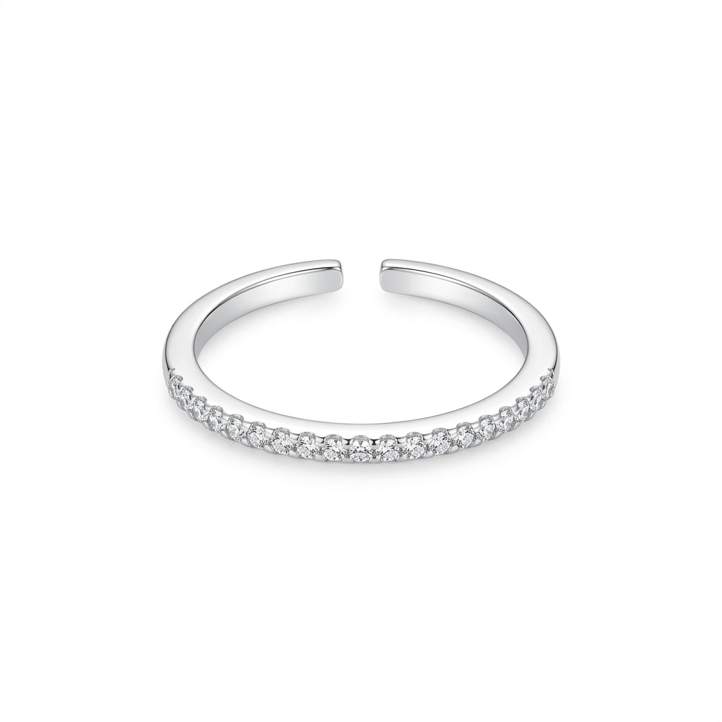 925 Sterling Silver CZ Adjustable Band Ring