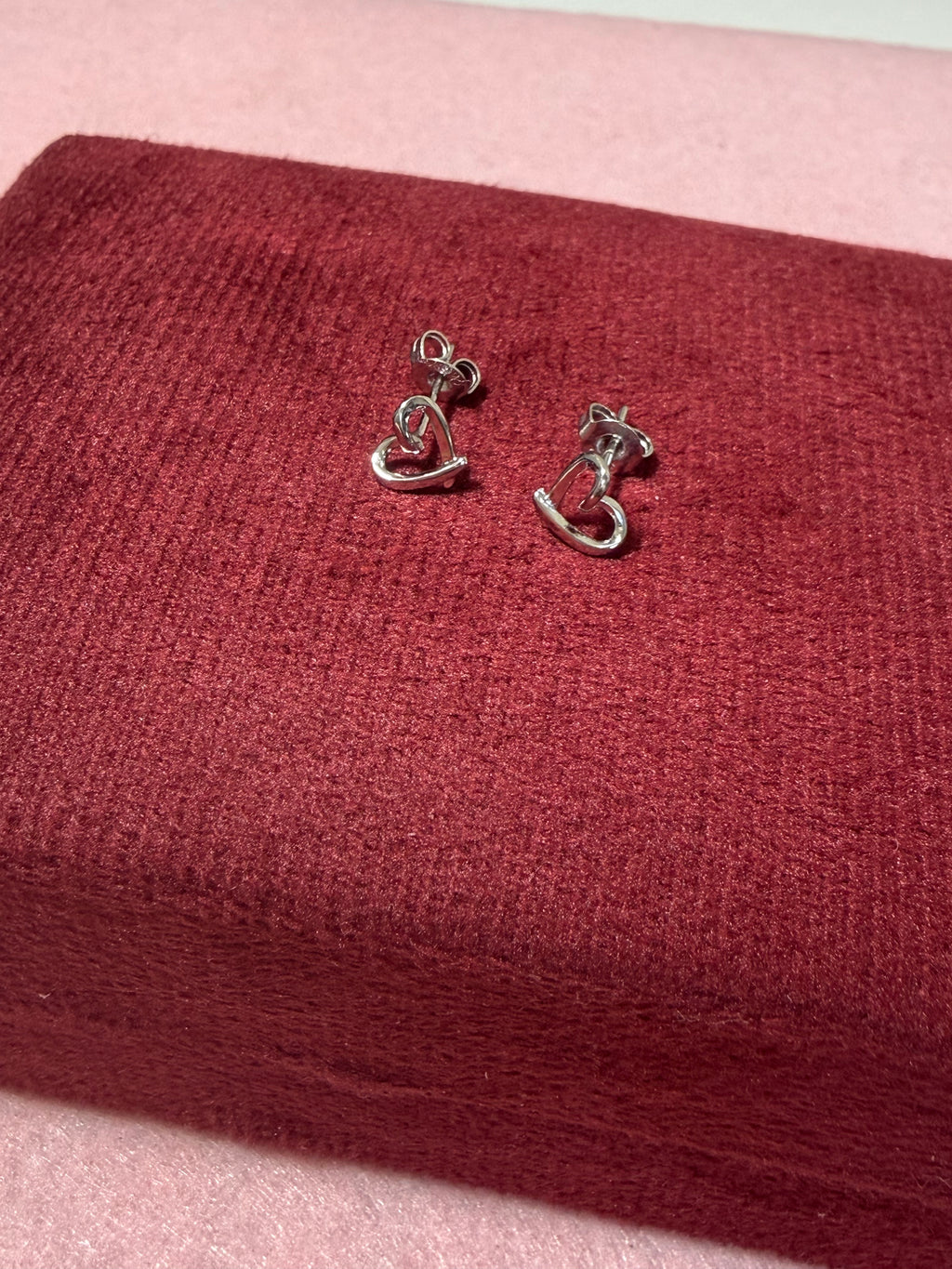 925 Sterling Silver Open Heart Knot Stud Earrings