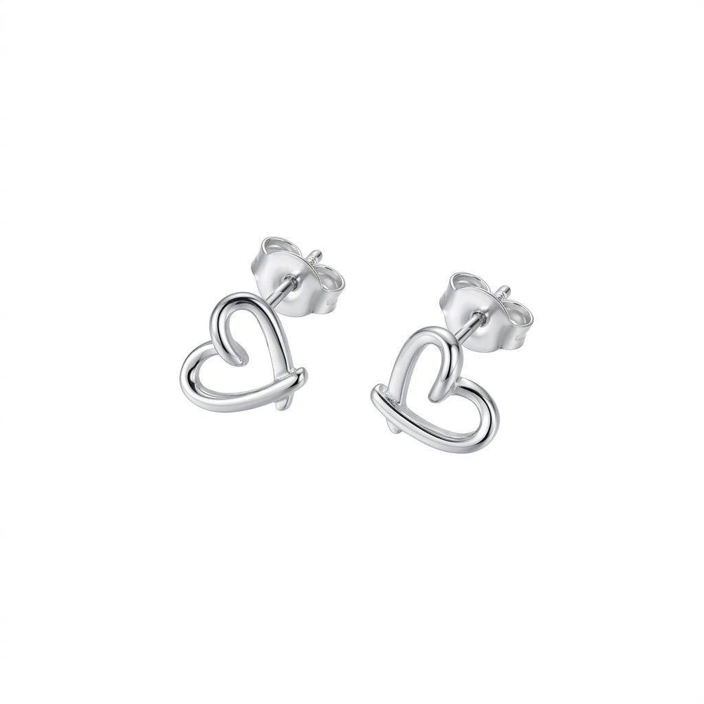 925 Sterling Silver Open Heart Knot Stud Earrings