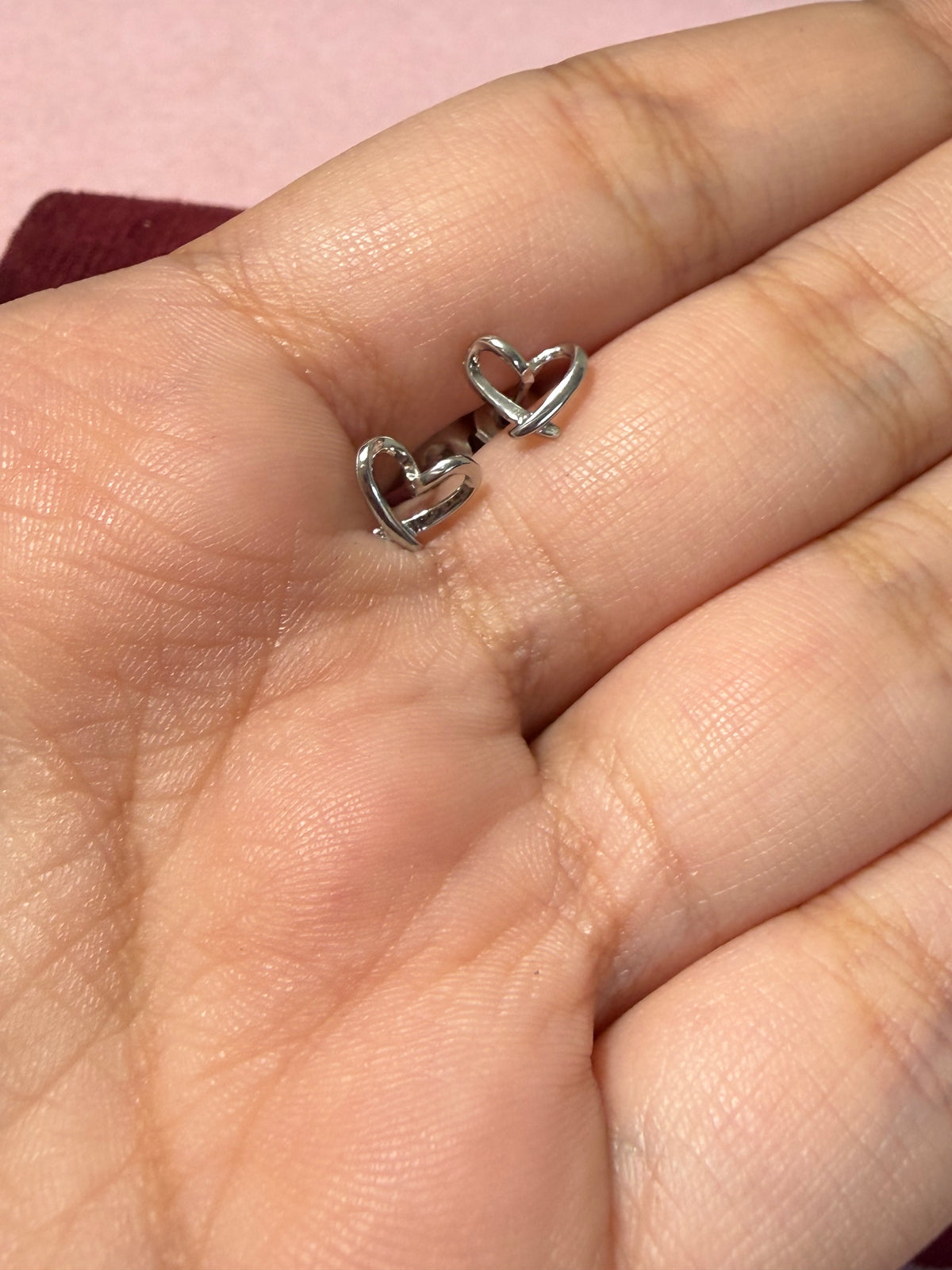 925 Sterling Silver Open Heart Knot Stud Earrings
