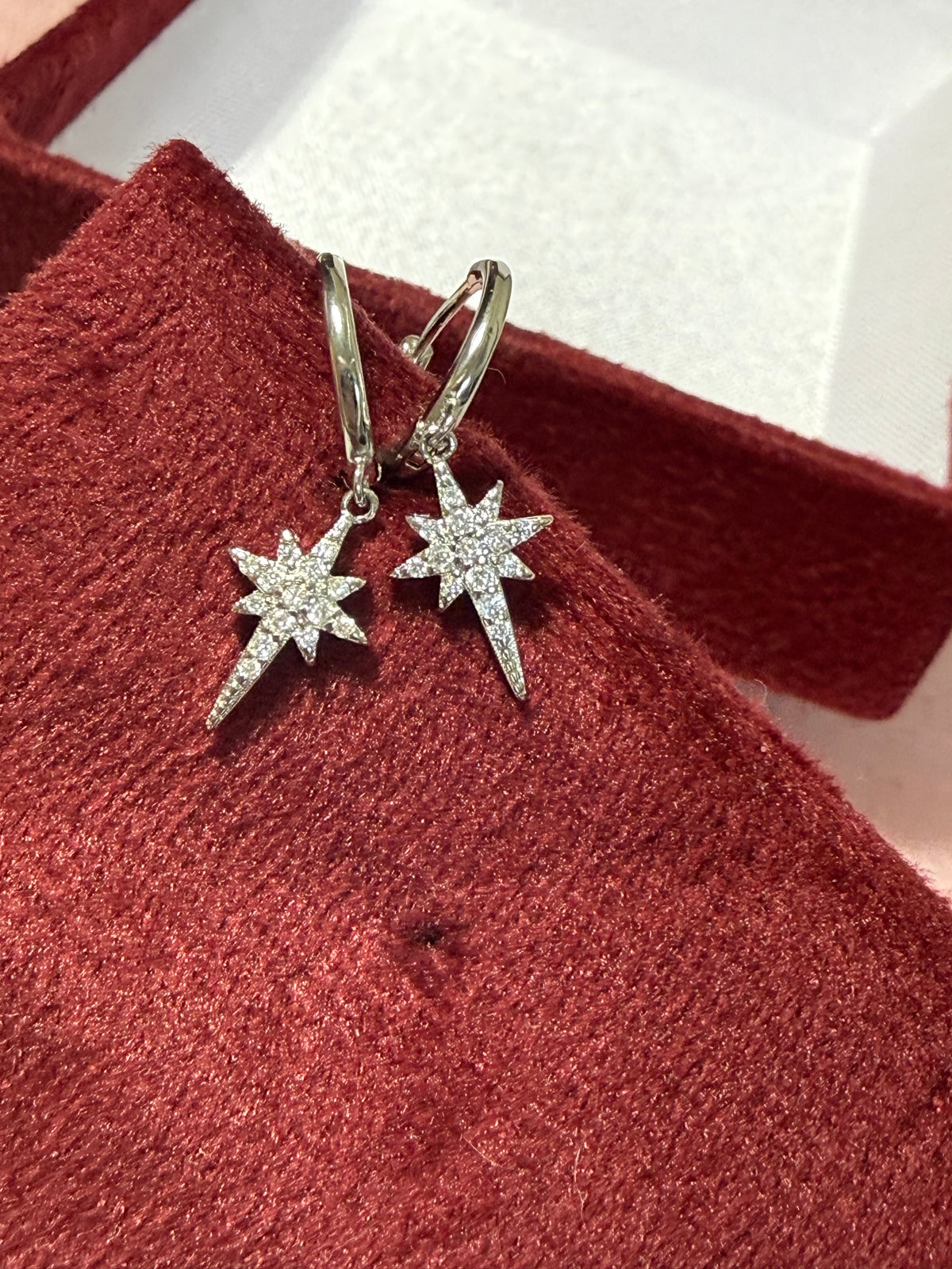 925 Sterling Silver Sparkling North Star Huggie Earrings – Gold & Silver