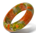 Natural Unakite Stone Band Ring - Size 9