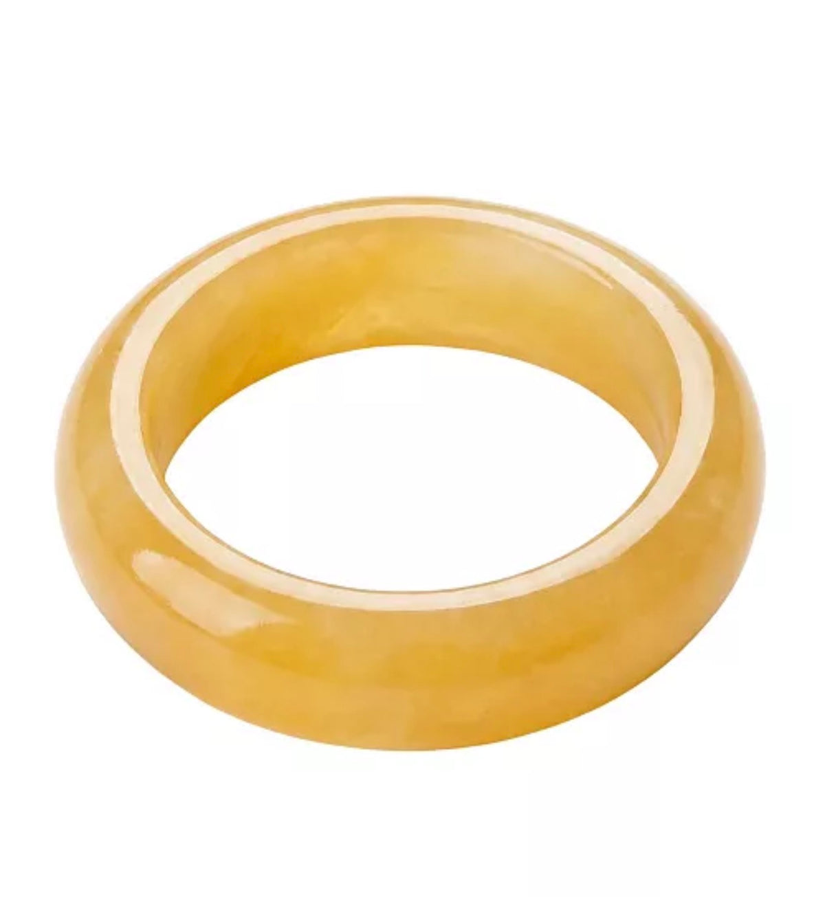 Natural Yellow Jade Band Ring - Size 9
