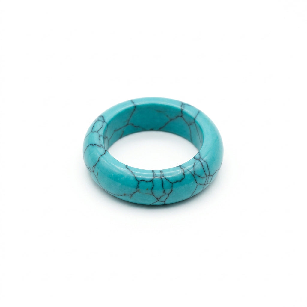Natural Blue Turquoise Band Ring - Size 9