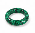 Natural Green Malachite Band Ring - Size 9