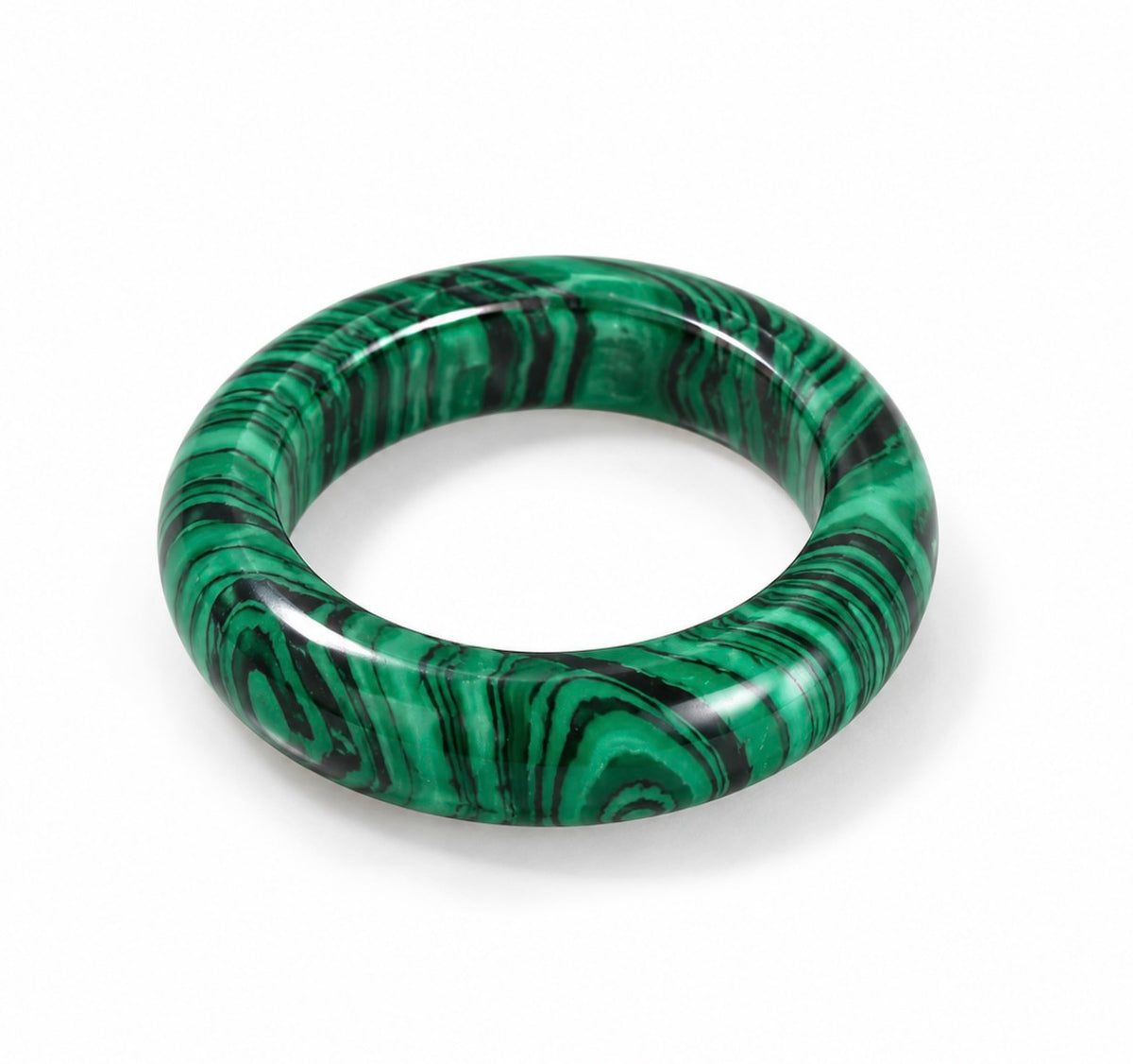 Natural Green Malachite Band Ring - Size 9