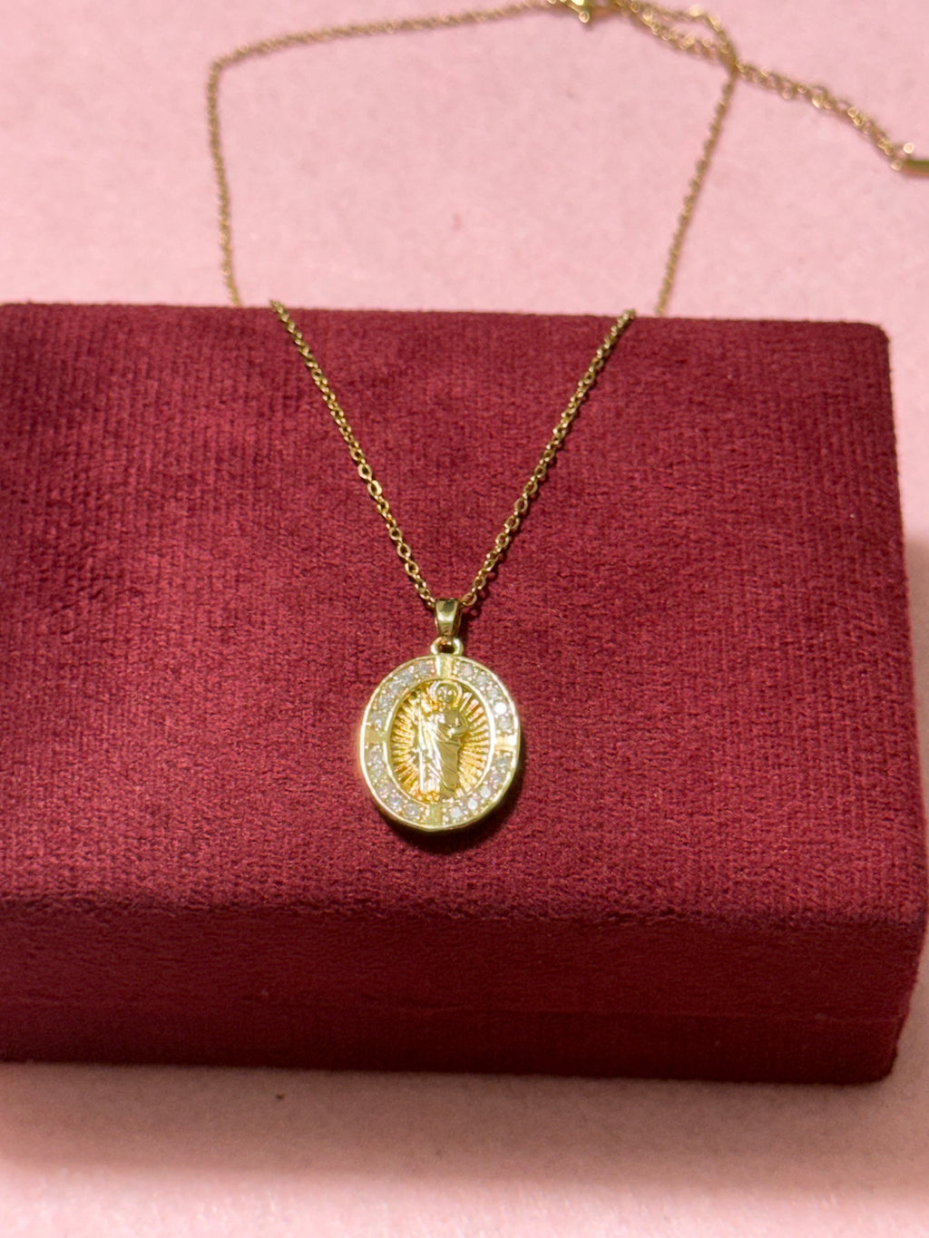 Stainless Steel Gold Saint Jude Oval Medal Necklace – 18" Adjustable
