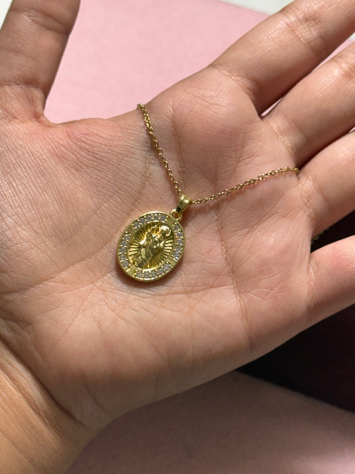 Stainless Steel Gold Saint Jude Oval Medal Necklace – 18" Adjustable