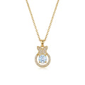 Stainless Steel Gold Butterfly & Round Crystal Pendant Necklace – 18" Adjustable