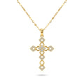 Stainless Steel Gold Geometric Crystal Cross Necklace – 18" Adjustable