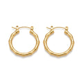 Stainless Steel Gold Bamboo Medium Hoop Earrings