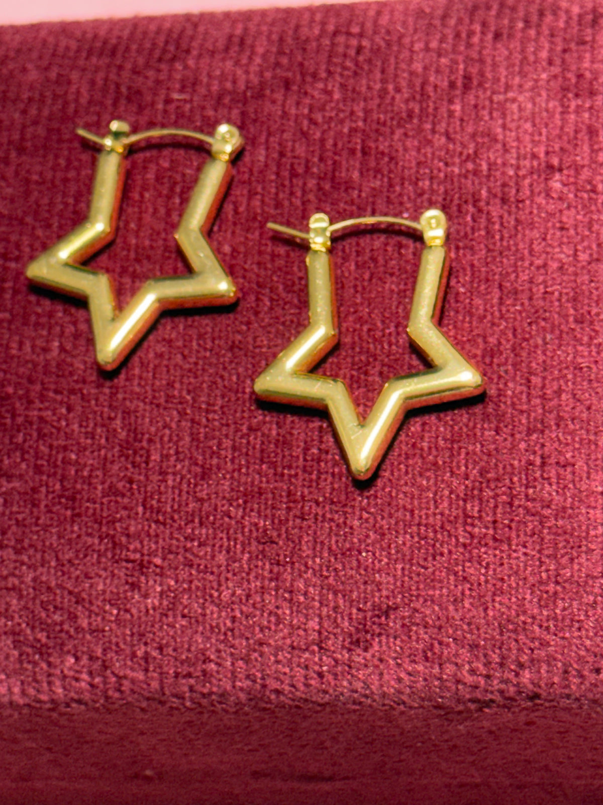 Stainless Steel Gold Medium Star Hoop Earrings