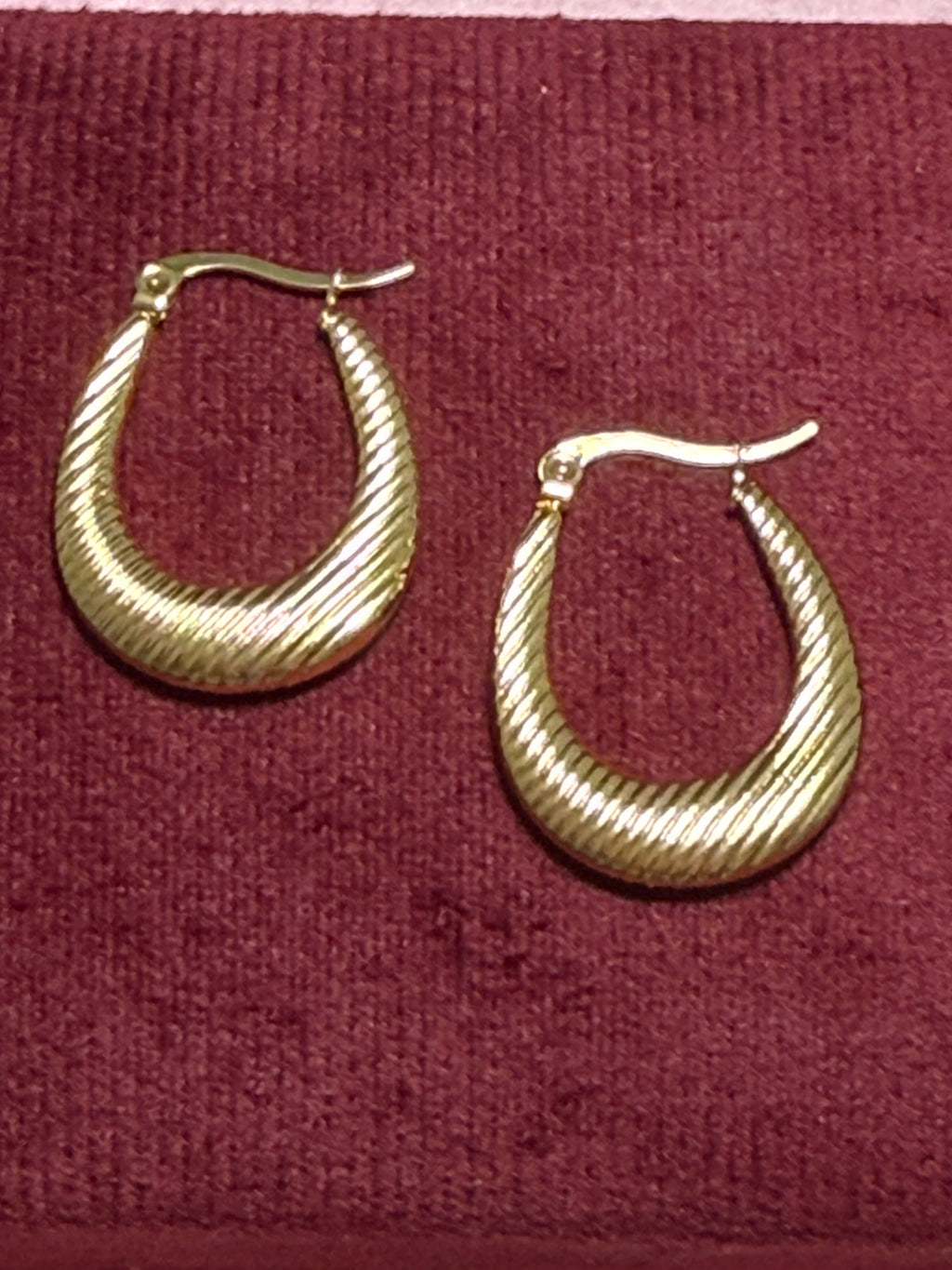 Stainless Steel Gold Medium Twisted Teardrop Hoop Earrings