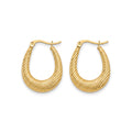 Stainless Steel Gold Medium Twisted Teardrop Hoop Earrings