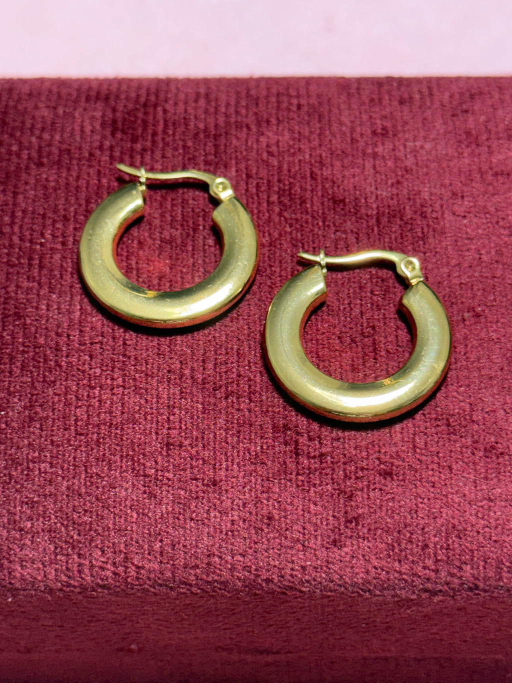 Stainless Steel Gold Medium Chunky Hoop Earrings