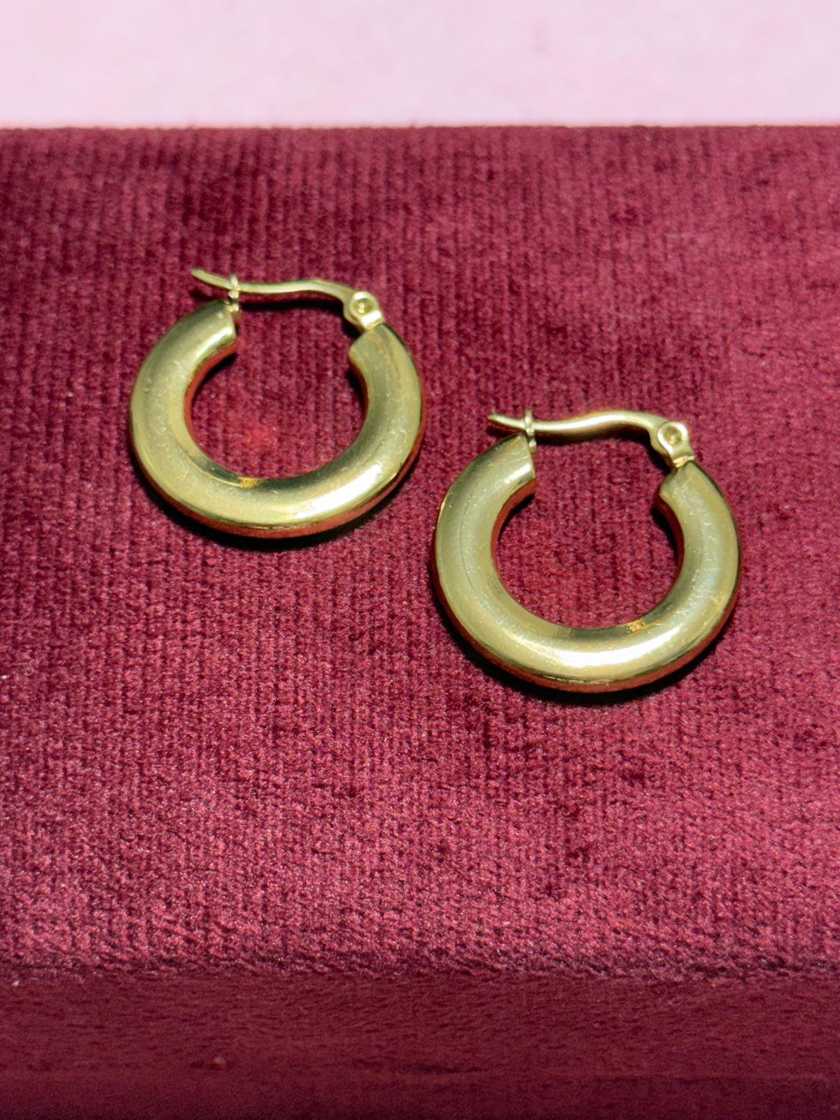 Stainless Steel Gold Medium Chunky Hoop Earrings
