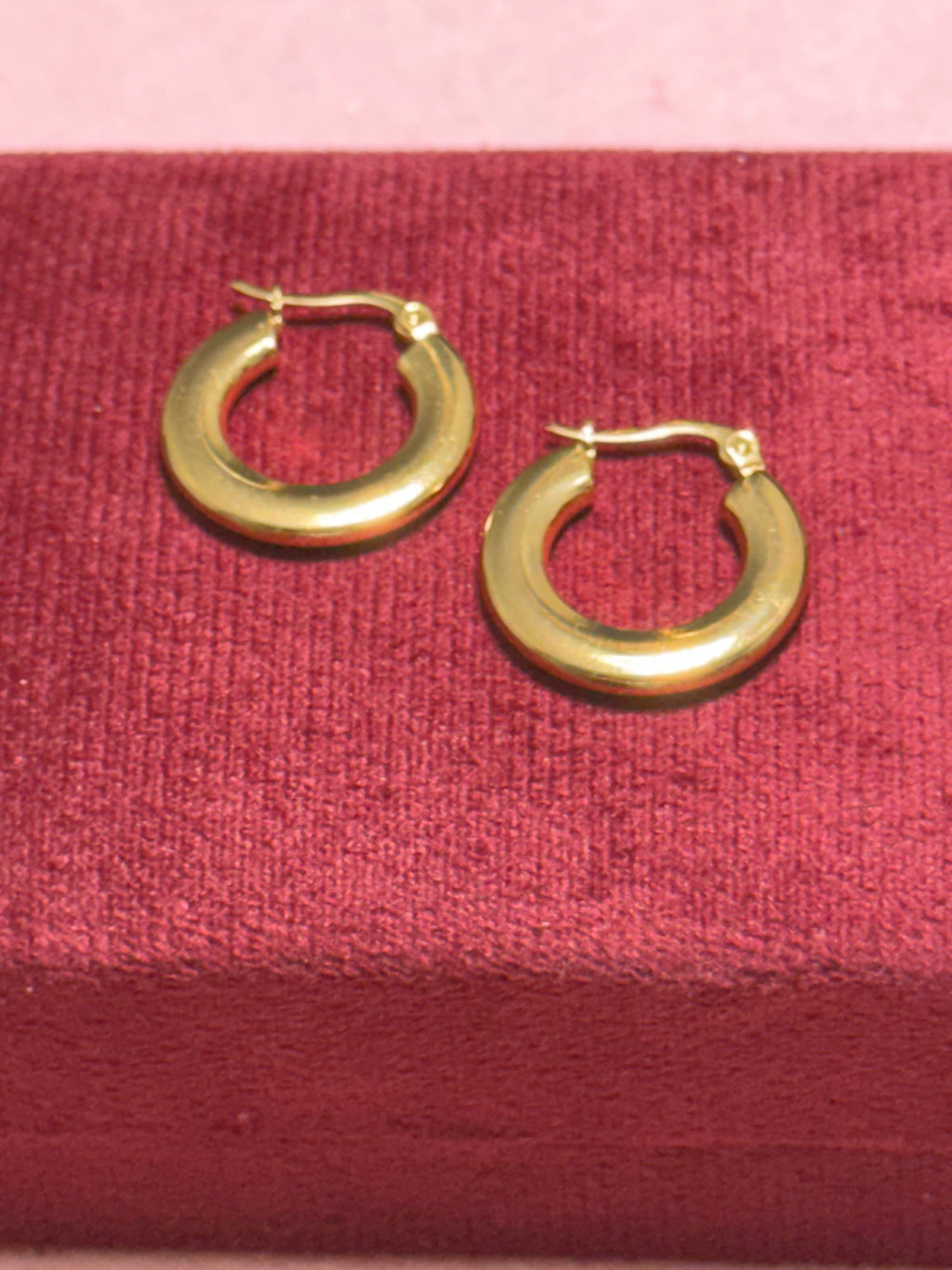 Stainless Steel Gold Medium Chunky Hoop Earrings