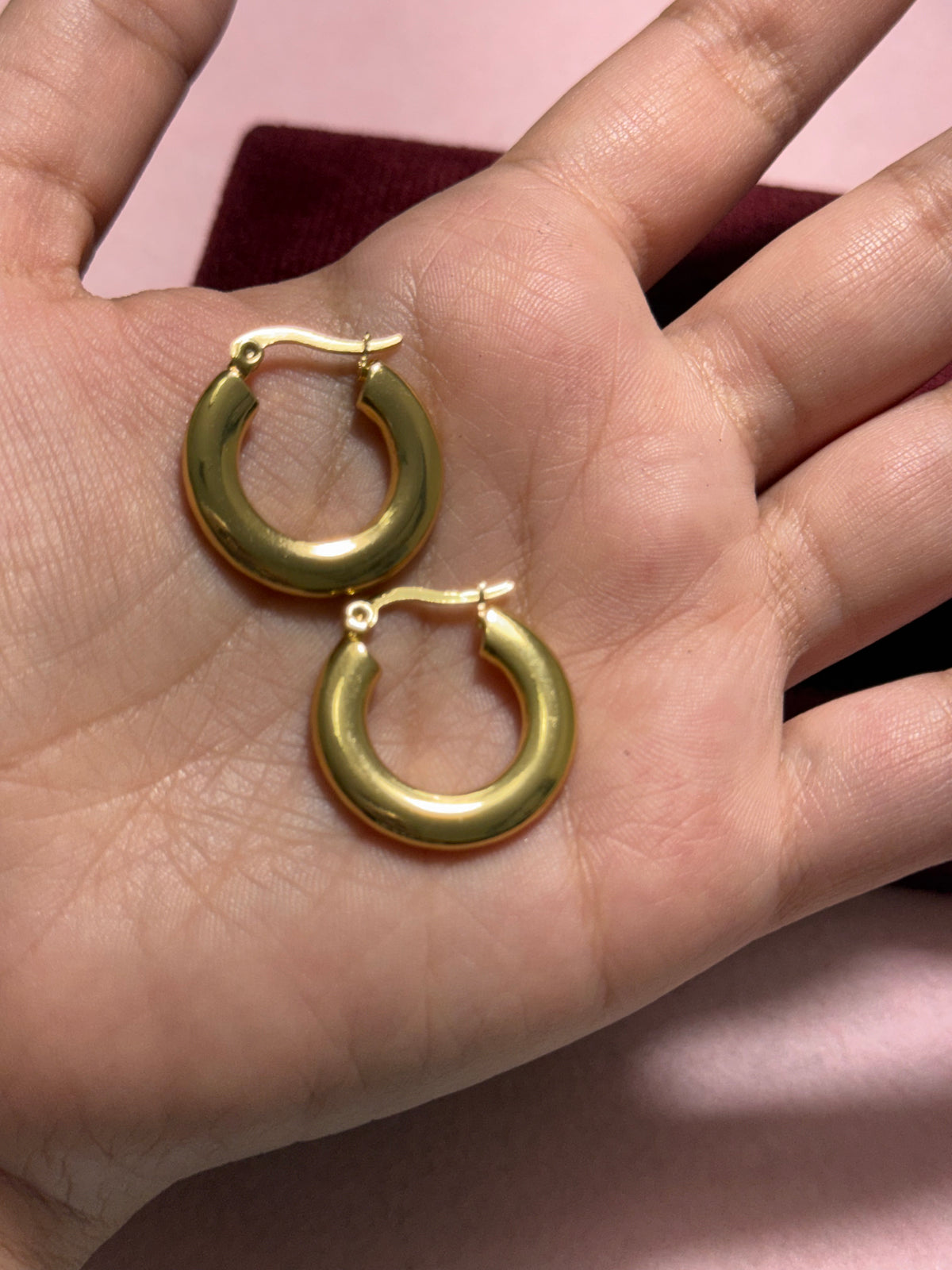 Stainless Steel Gold Medium Chunky Hoop Earrings
