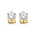 Stainless Steel Gold Large Round CZ Stud Earrings – Approx. 2CT Look
