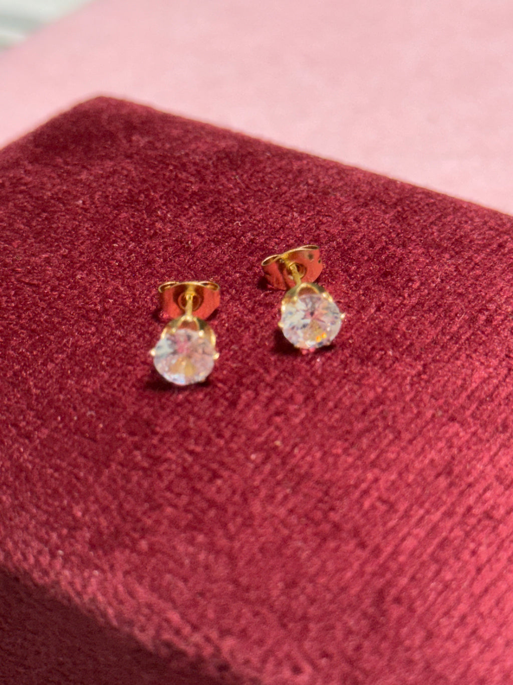 Stainless Steel Gold Large Round CZ Stud Earrings – Approx. 2CT Look