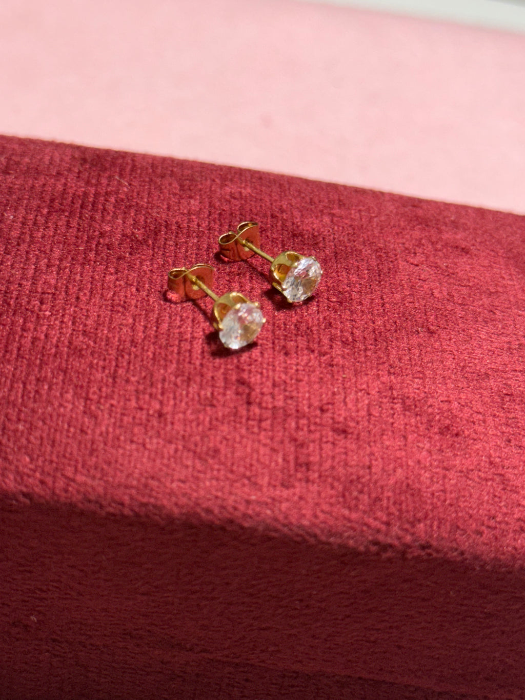 Stainless Steel Gold Large Round CZ Stud Earrings – Approx. 2CT Look