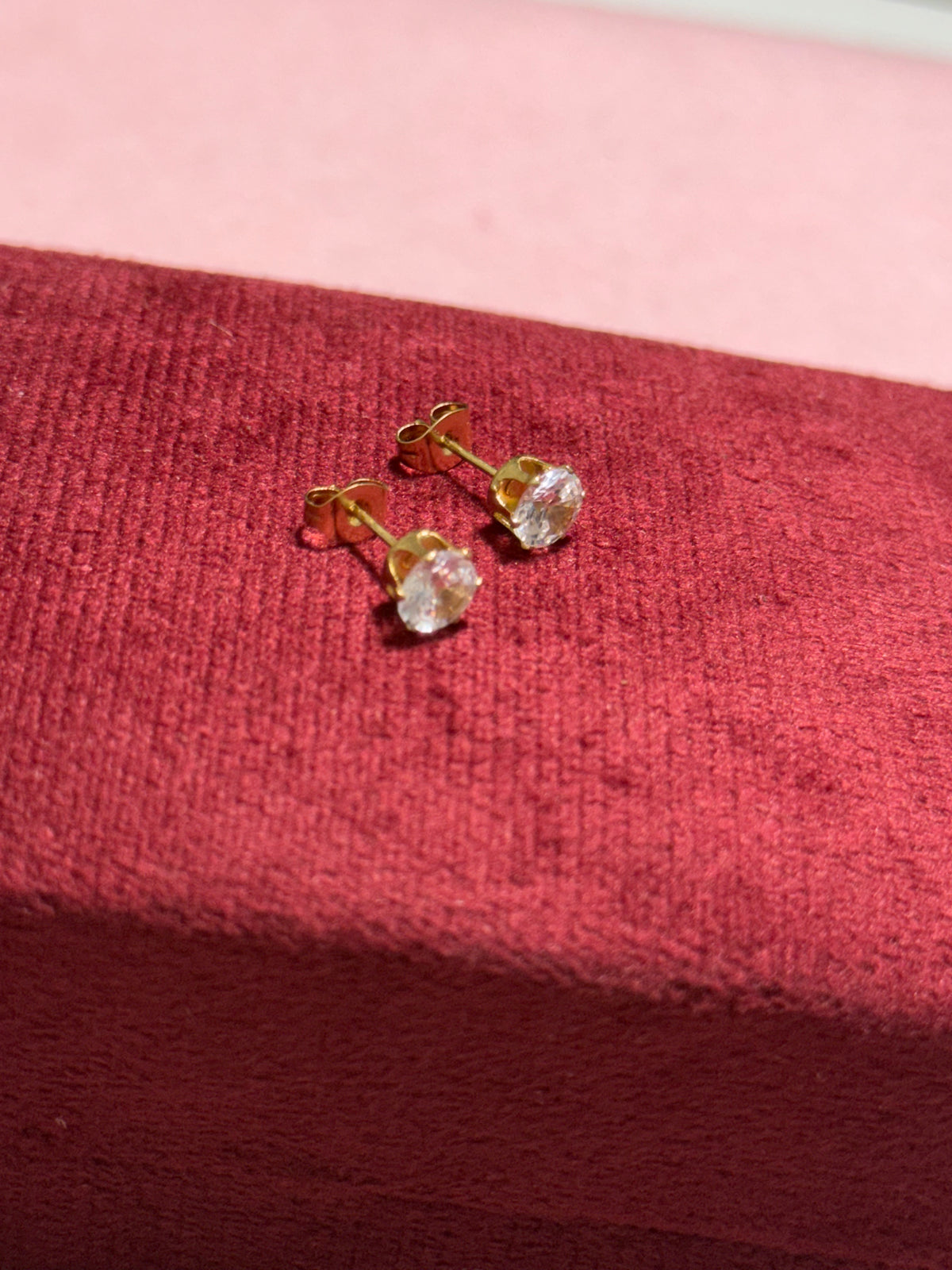Stainless Steel Gold Large Round CZ Stud Earrings – Approx. 2CT Look