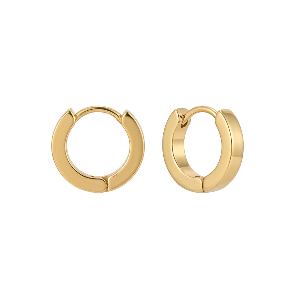 Stainless Steel Gold Small Chunky Huggie Hoop Earrings