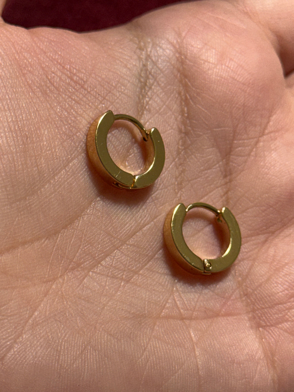 Stainless Steel Gold Small Chunky Huggie Hoop Earrings