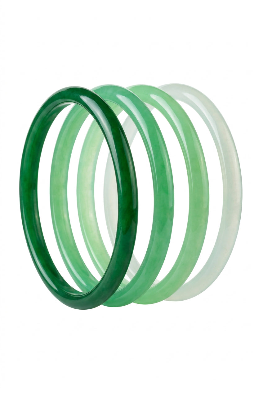 Green Jade-Style Slim Bangle Bracelet – 5 Color Options