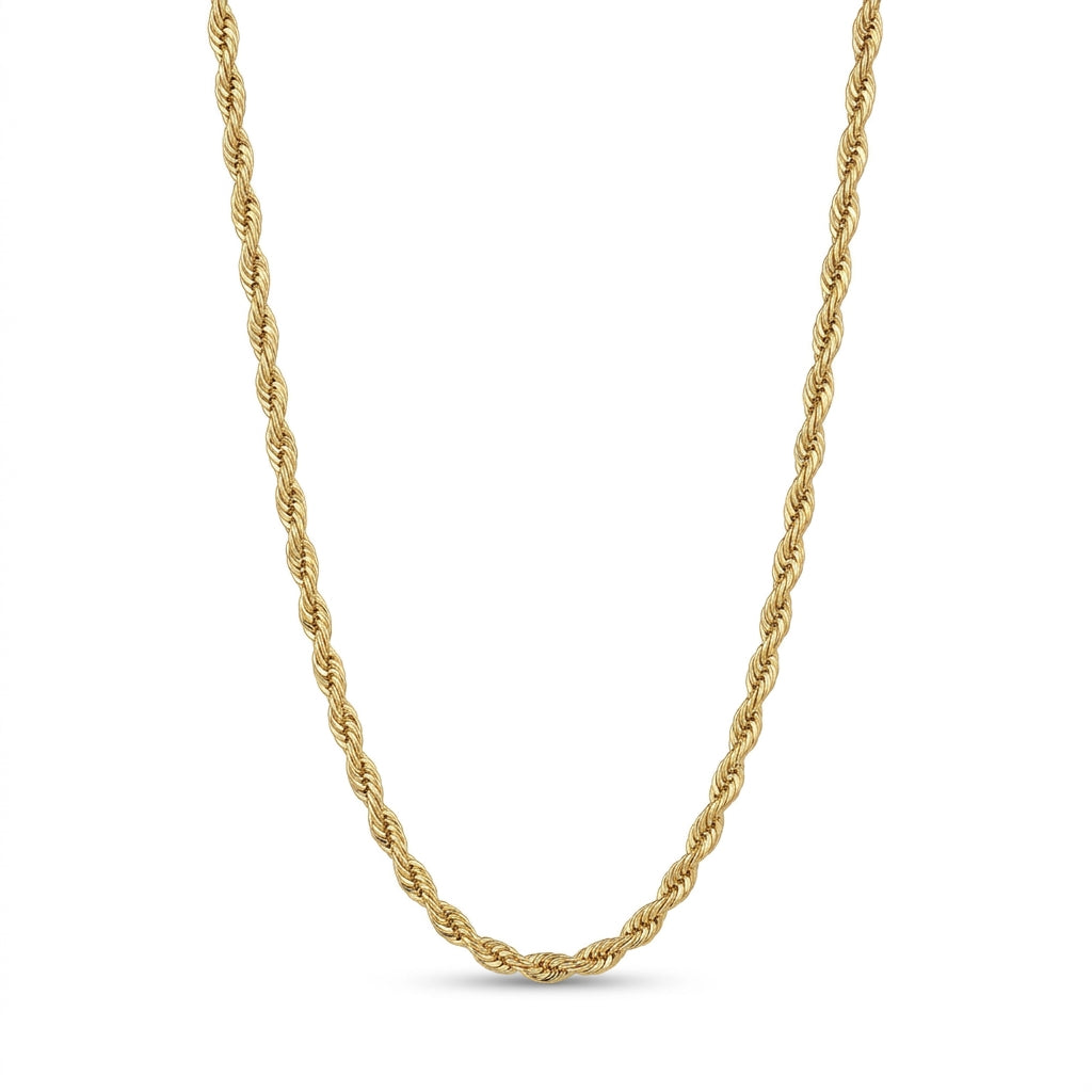 14K Gold Semi-Solid Rope Chain Necklace – 22” | 2mm