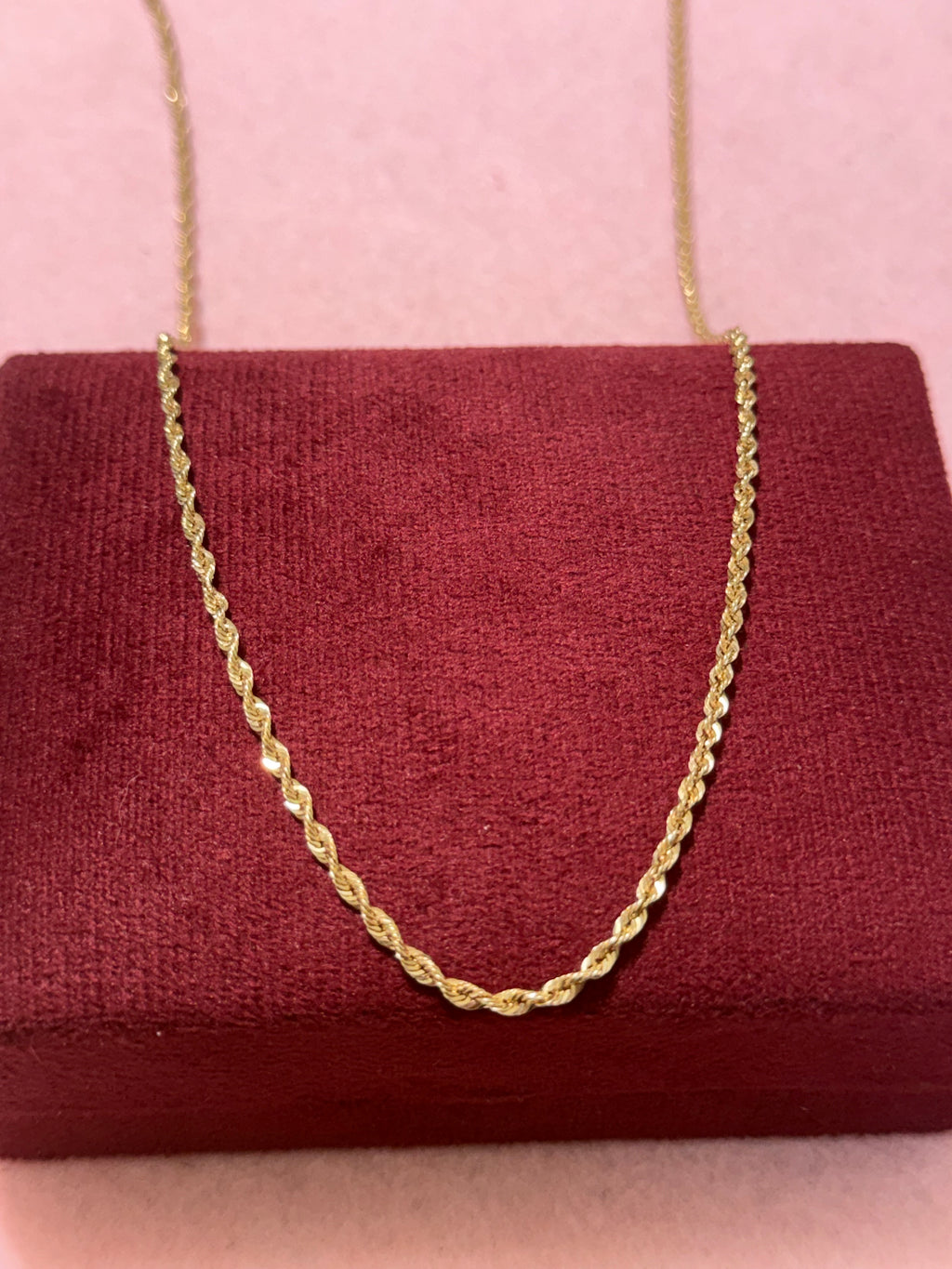 14K Gold Semi-Solid Rope Chain Necklace – 22” | 2mm