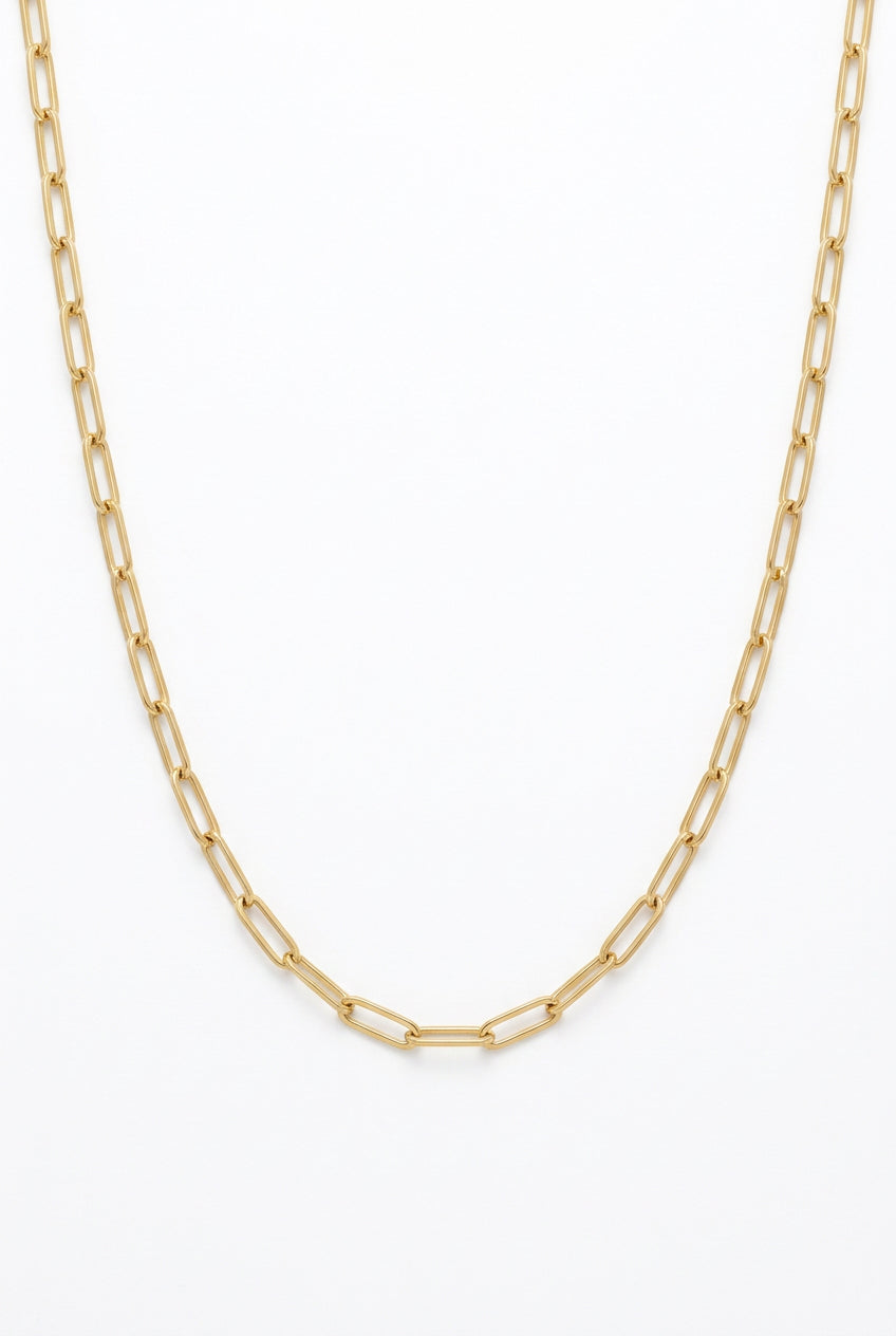 10K Gold Semi Solid Paperclip Chain – 20” | 2.5mm