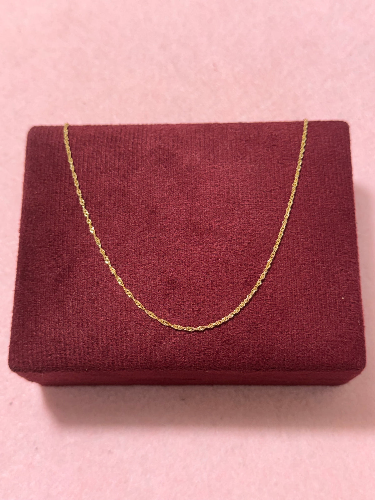 10K Solid Gold Singapore Link Chain – 1mm|16”
