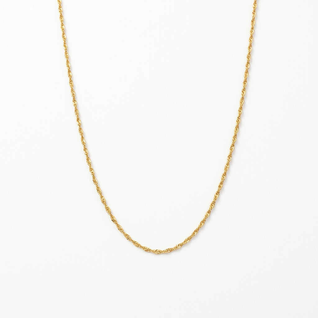 10K Solid Gold Singapore Link Chain – 1mm|16”