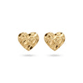 10K Yellow Gold Diamond-Cut Textured Heart Stud Earrings – Medium