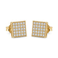 10K Yellow Gold Square Pavé CZ Stud Earrings