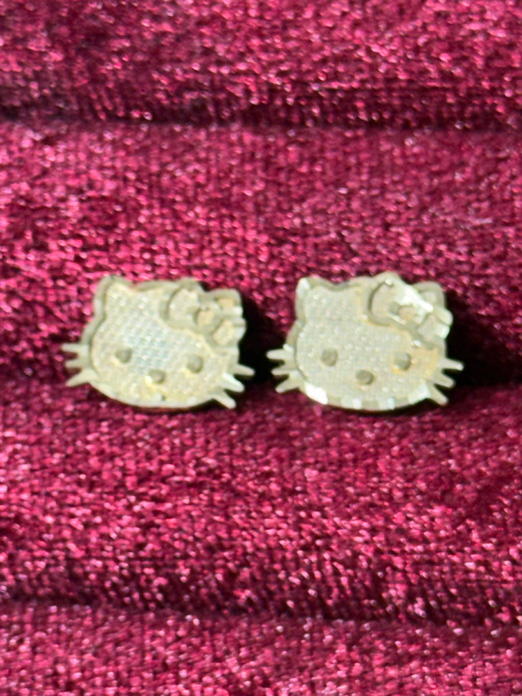 10K Yellow Gold Hello Kitty Diamond-Cut Nugget Stud Earrings