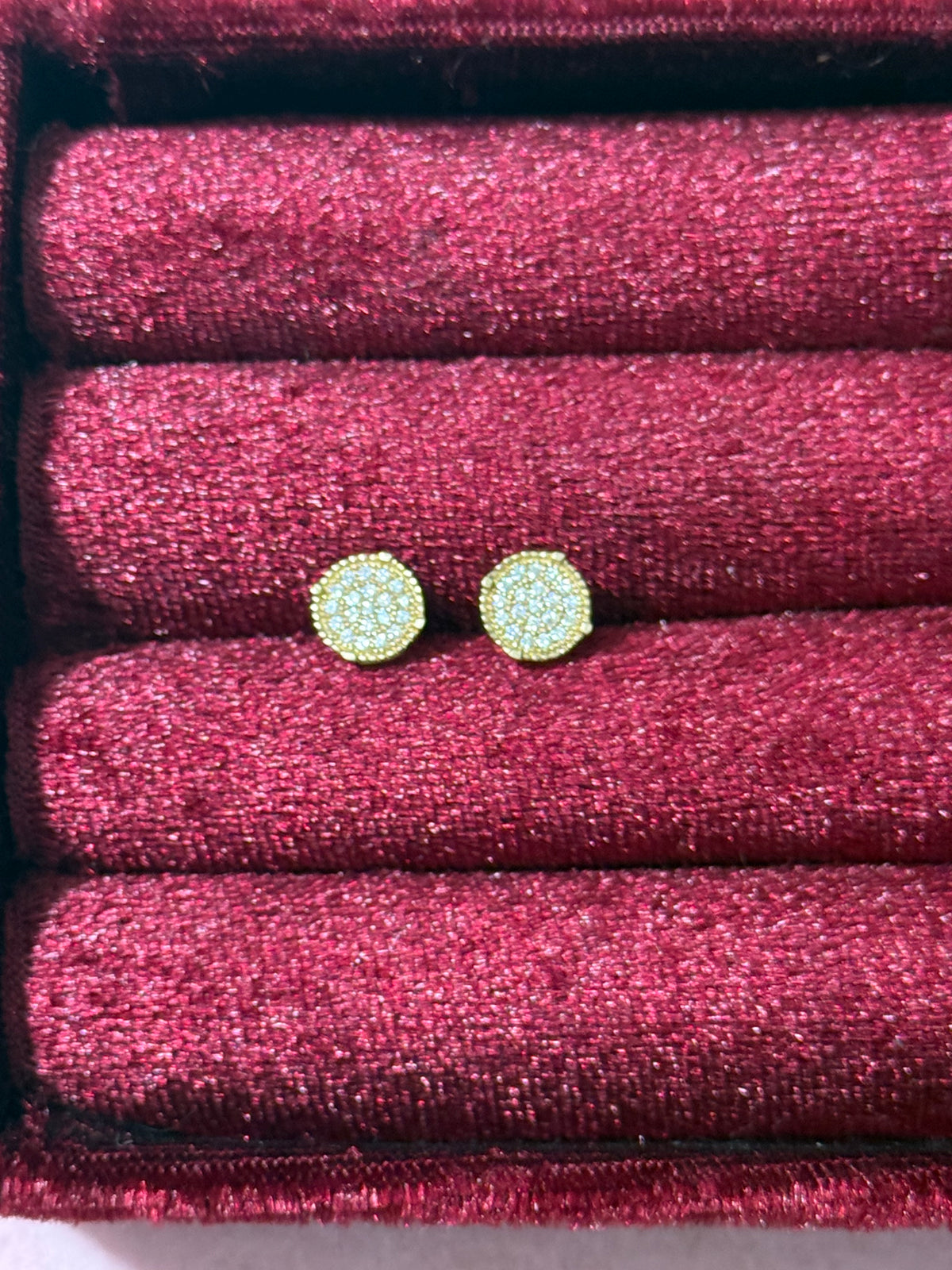 10K Yellow Gold Round Pavé CZ Stud Earrings