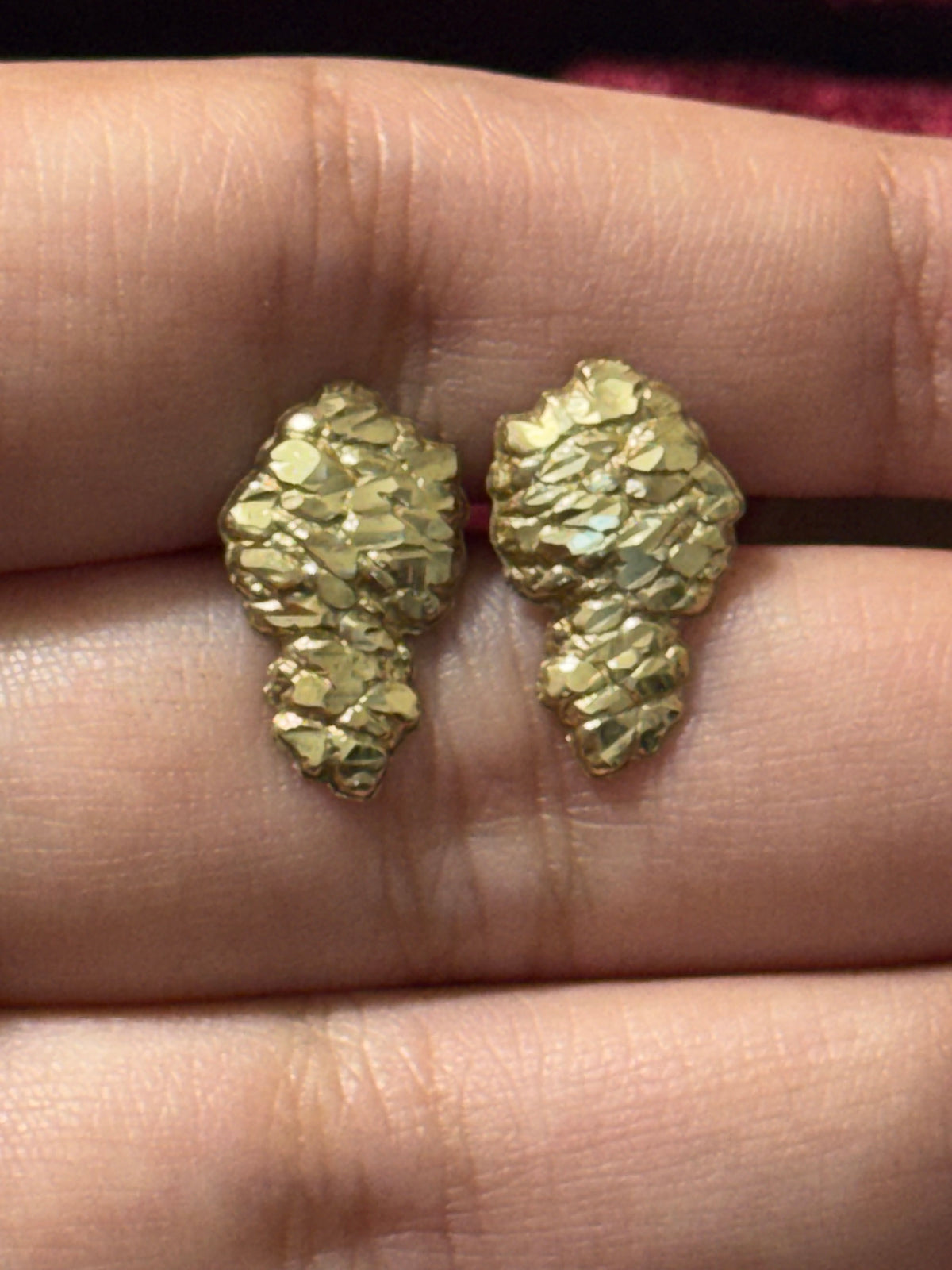 10K Yellow Gold Diamond-Cut Nugget Stud Earrings – Large