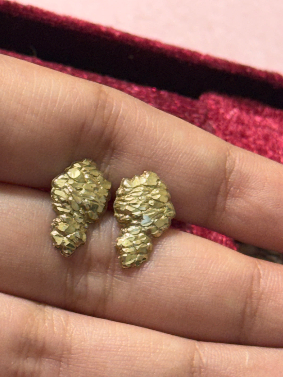 10K Yellow Gold Diamond-Cut Nugget Stud Earrings – Large