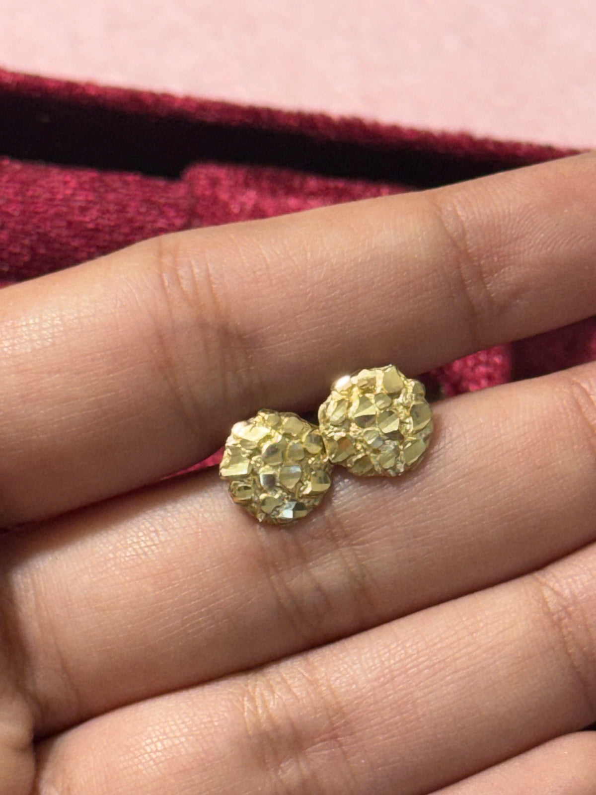 10K Yellow Gold Diamond-Cut Textured Ball Stud Earrings – Large