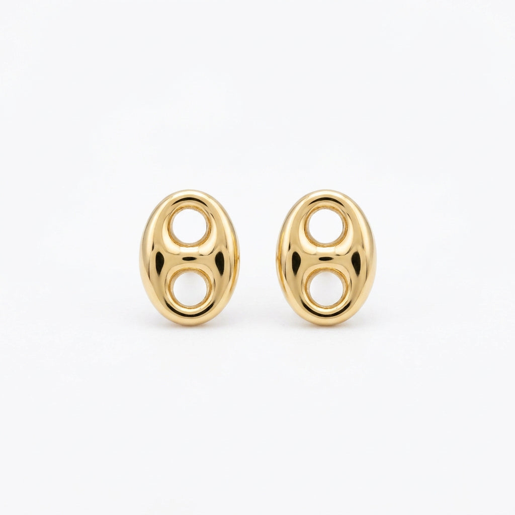 10K Yellow Gold Soda Can Tab Stud Earrings