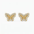 10K Yellow Gold Diamond-Cut Butterfly Stud Earrings with CZ Accents