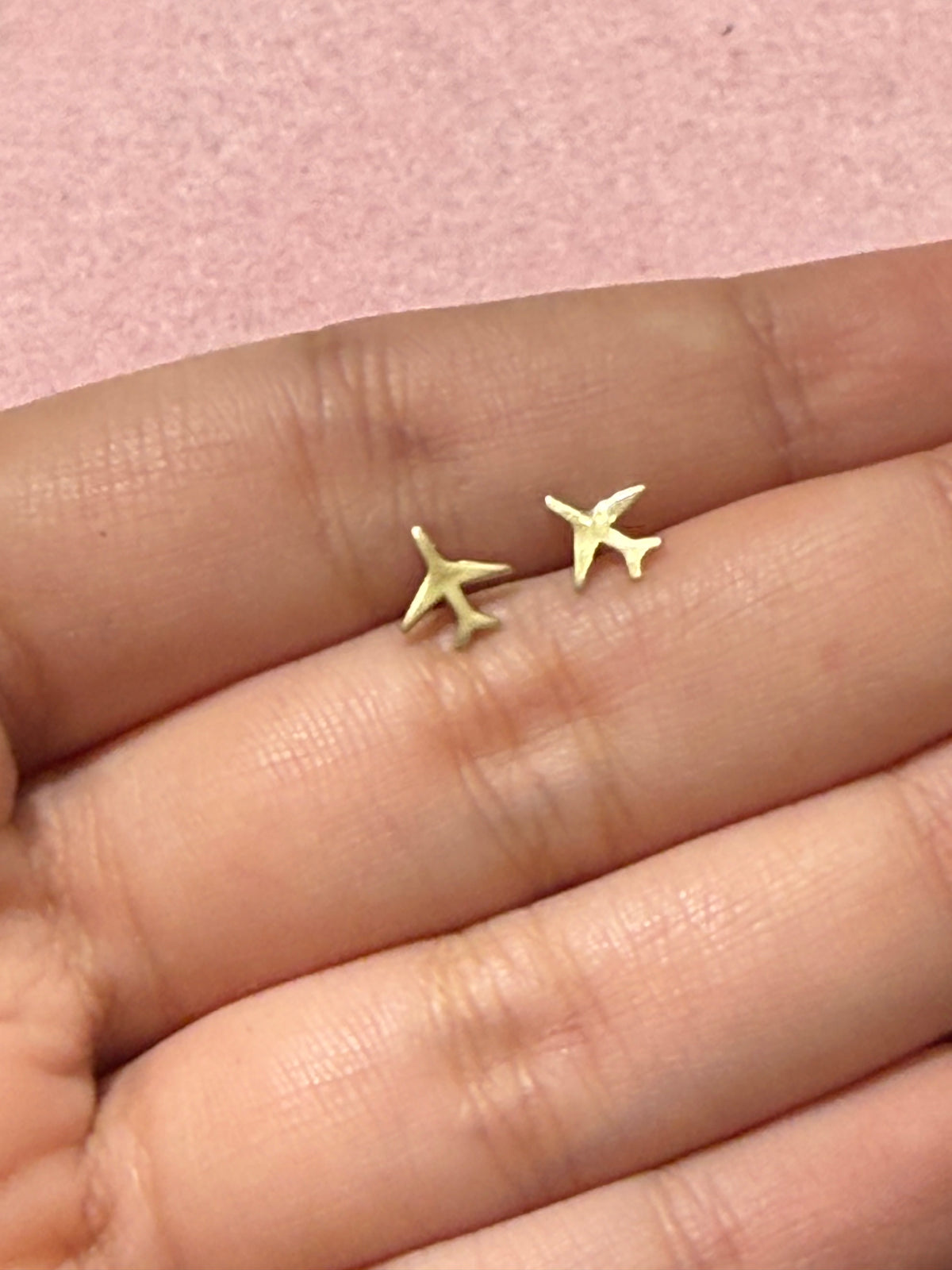 18K Yellow Gold Airplane Stud Earrings – Push Back