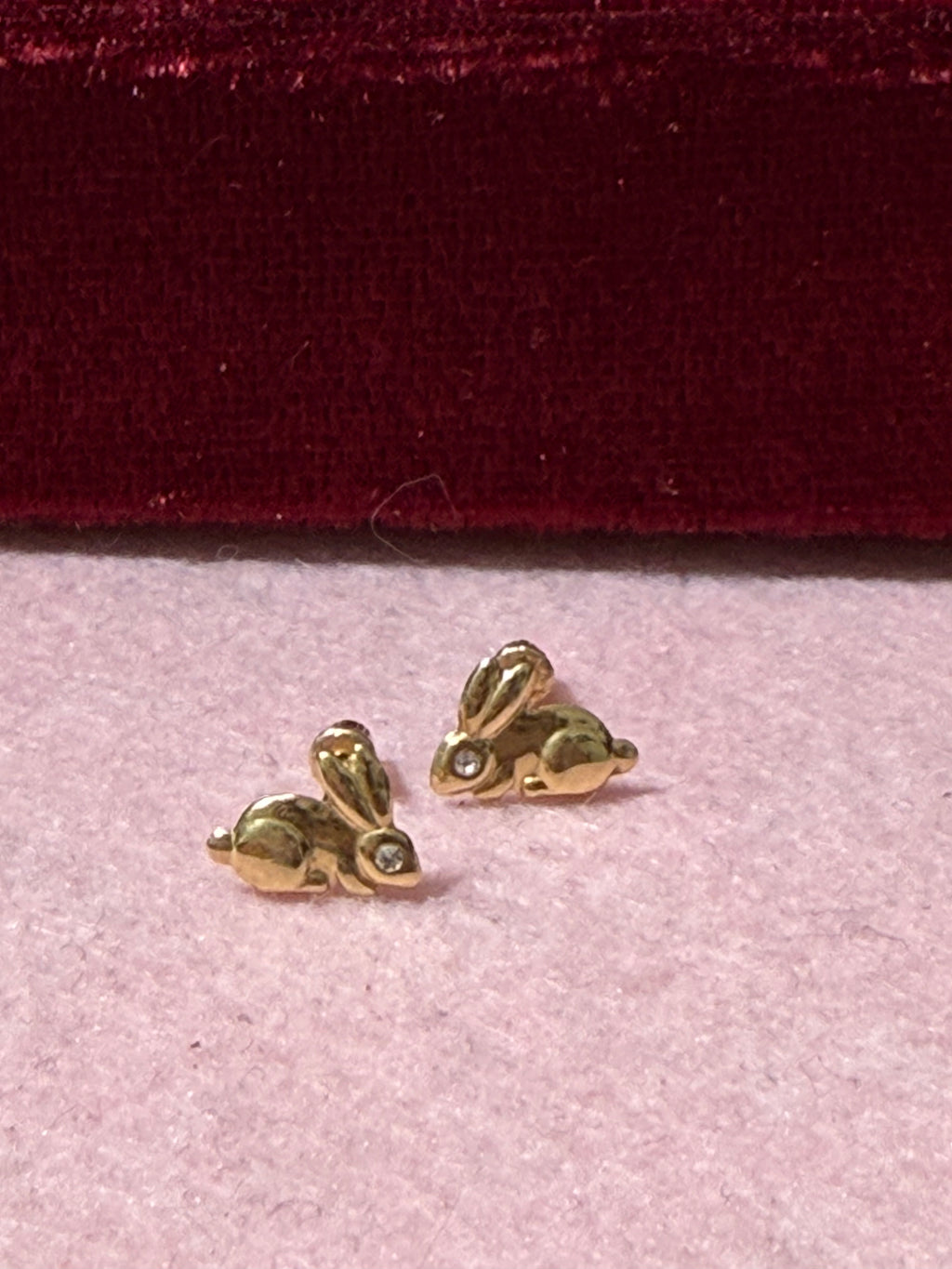 10K Yellow Gold Bunny Rabbit Stud Earrings – Baby & Adult Screw Backs