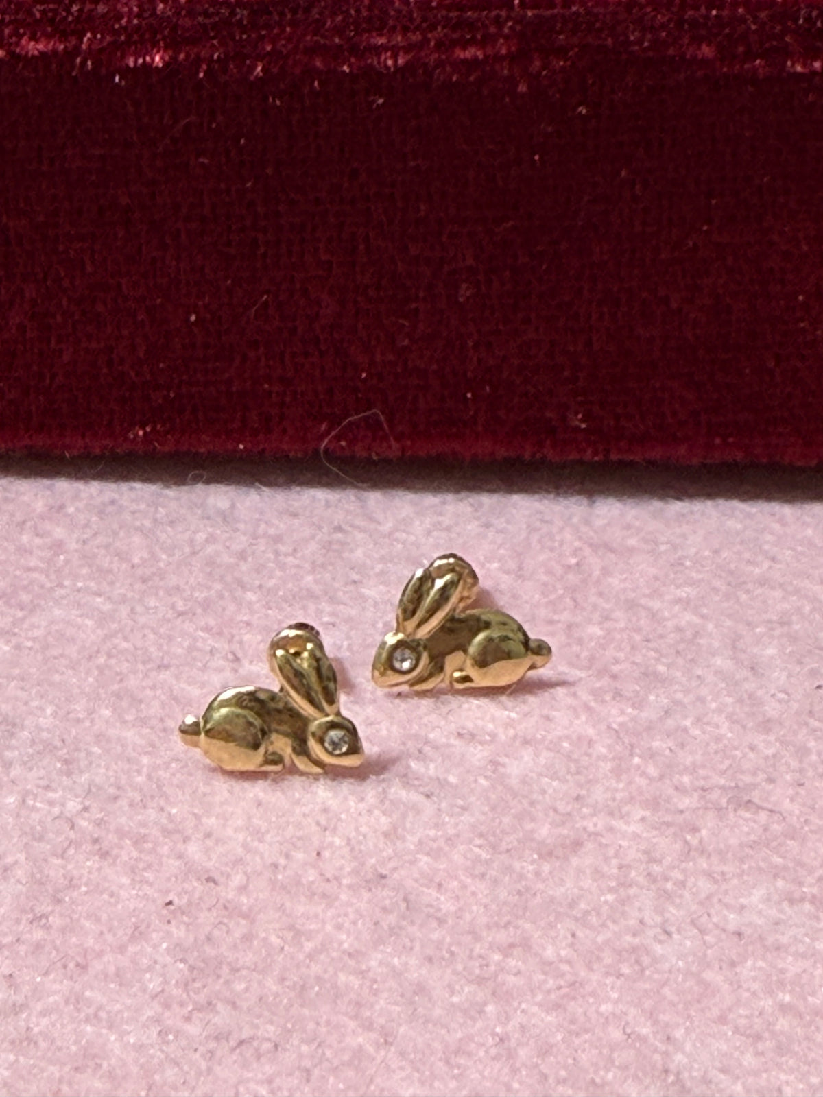 10K Yellow Gold Bunny Rabbit Stud Earrings – Baby & Adult Screw Backs