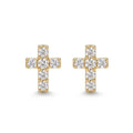 14K Yellow Gold CZ Cross Stud Earrings – Baby & Adult Screw Backs