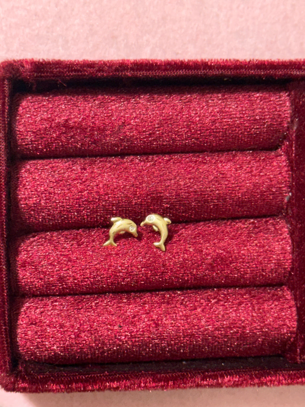 10K Yellow Gold Dolphin CZ Stud Earrings – Baby & Adult Screw Backs