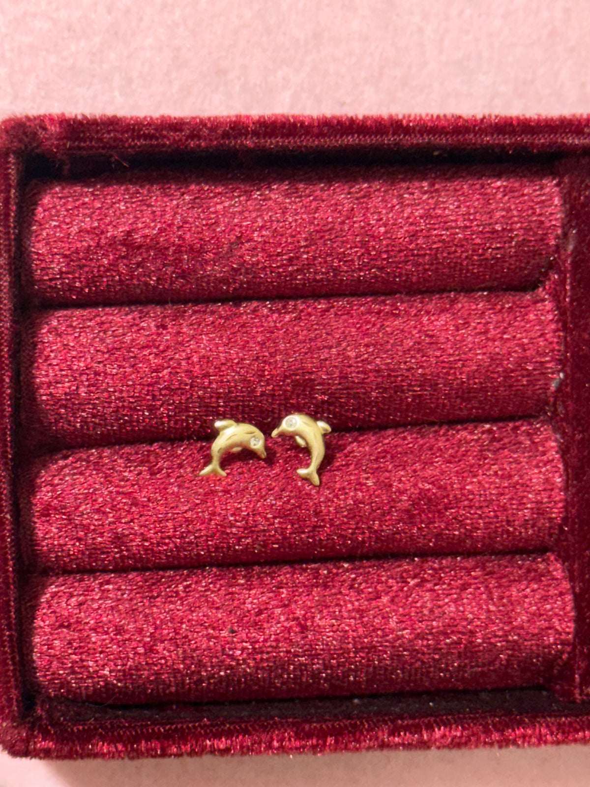 10K Yellow Gold Dolphin CZ Stud Earrings – Baby & Adult Screw Backs