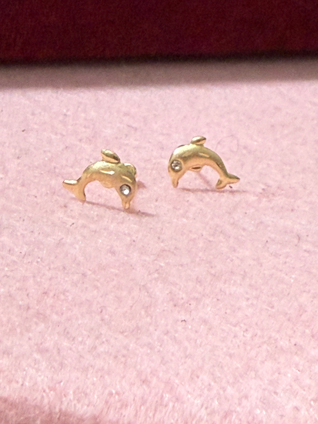 10K Yellow Gold Dolphin CZ Stud Earrings – Baby & Adult Screw Backs